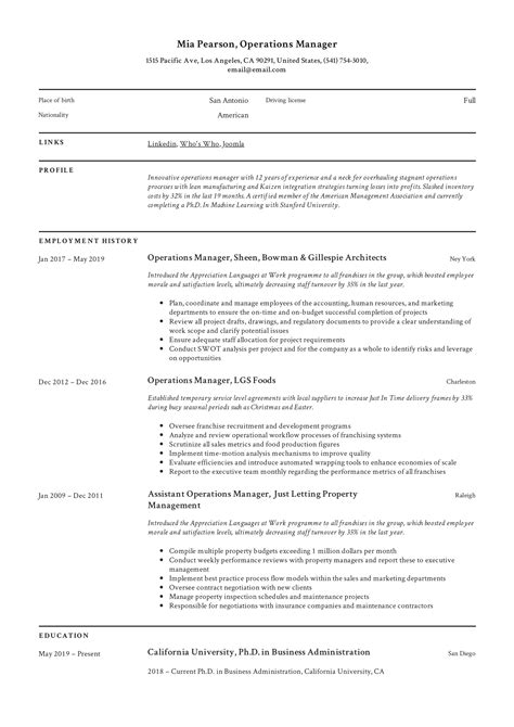 operations manager resume sample|Operations Manager Resume Examples & Guide for .